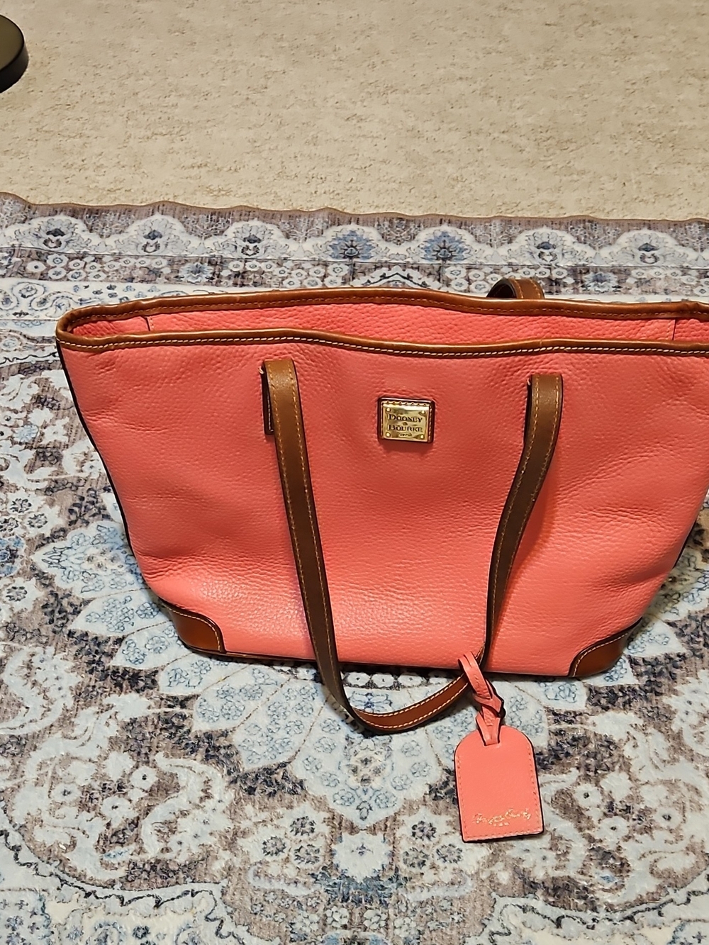 Dooney & Bourke Coral Shoulder Tote with Brown Leather Trim